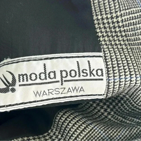 Moda Polska Warszawa Doble Breasted Wool Plaid Blazer Sz 10 - Picture 10 of 14